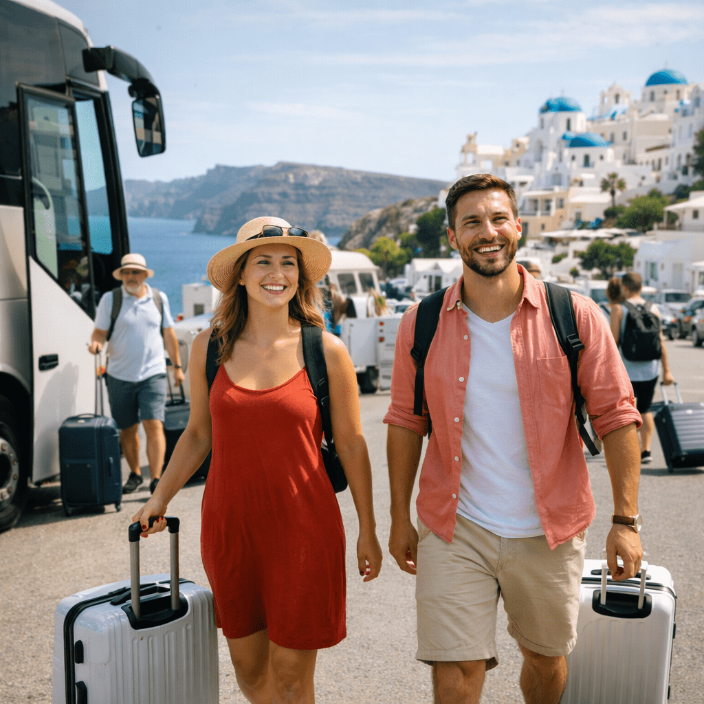 Bus Aéroport de Santorin – Santorin <font size="2">(porte à porte)</font>